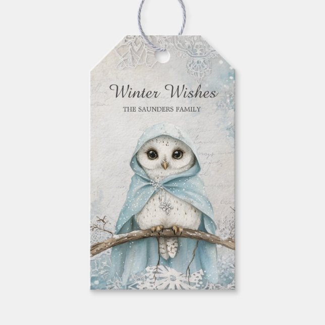 Winter Magic Owl Gift Tag (Front)