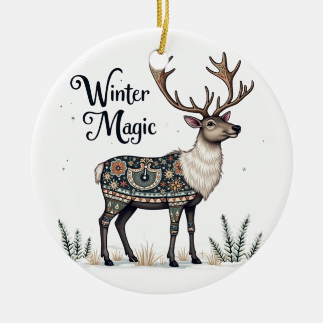 Winter Magic Reindeer Ornament (Front)