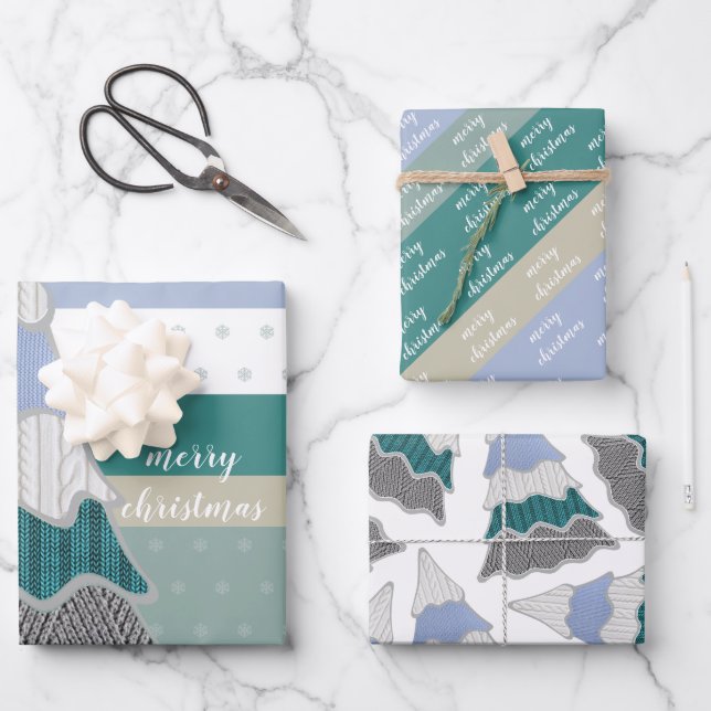 Winter Magic Sweater Tree Illustration Wrapping Paper Sheet (Front)