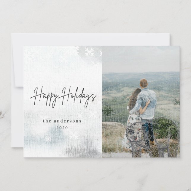winter magic watercolor holiday photo card (Front)