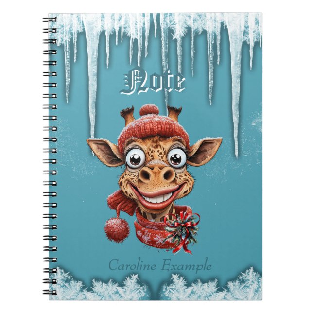 Winter magic with a cute cartoon giraffe notebook (Front)