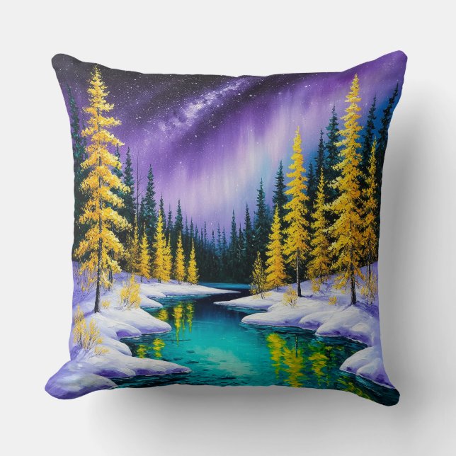 🌸 Winter Magical Yellow Trees Cosy Home Style 🌸 Cushion (Front)