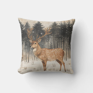 Winter Majesty Stag Winter Scene Cushion