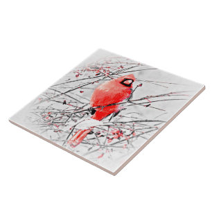 WINTER MALE CARDINAL TILE