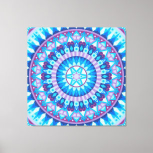 Winter Mandala Blue Snowflake Geometric Calm Home Canvas Print