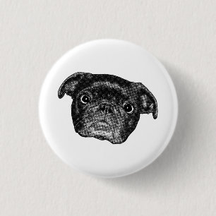 Winter Manga Pug Magnet 3 Cm Round Badge