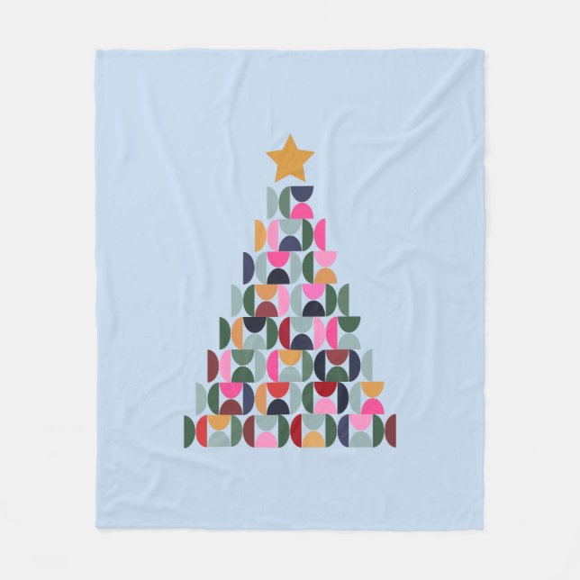 Winter Market 10 Colourful Christmas Tree Fleece Blanket (Front)