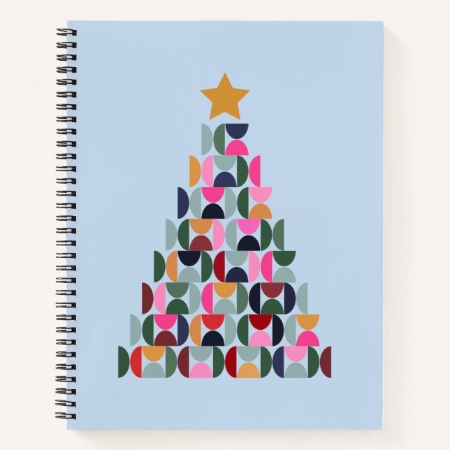 Winter Market 10 Colourful Christmas Tree Notebook (Front)