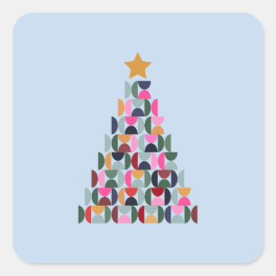 Winter Market 10 Colourful Christmas Tree Square Sticker