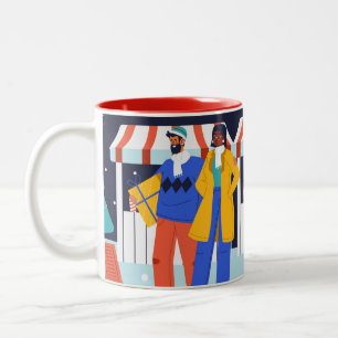 "Winter Market Festivities" Two-Tone Coffee Mug