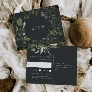 Winter Meadow   Botanical Meal Choice Wedding RSVP Invitation Postcard