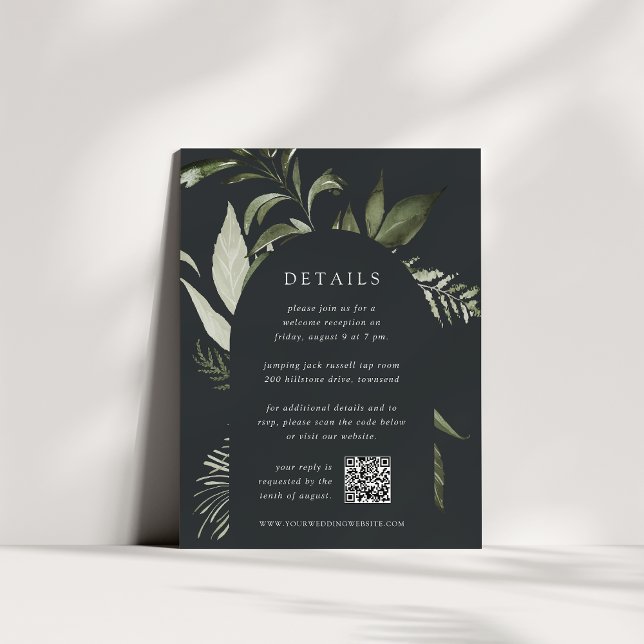 Winter Meadow Botanical QR Code Wedding Details Enclosure Card (Creator Uploaded)