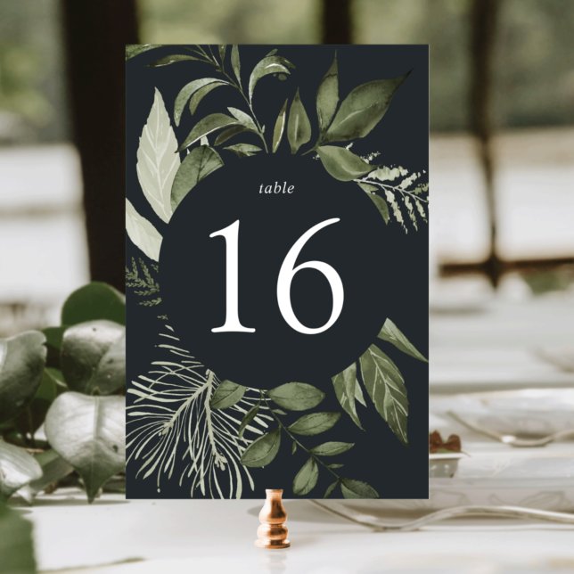 Winter Meadow | Green Botanical Table Number (Creator Uploaded)