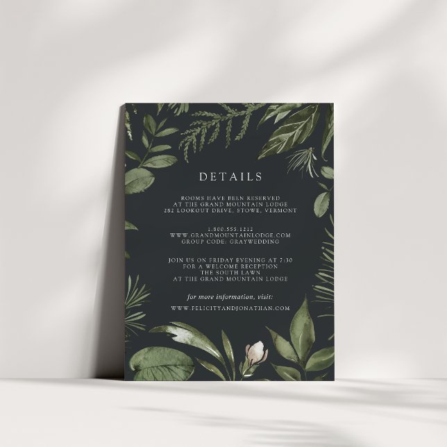 Winter Meadow | Green Botanical Wedding Details Enclosure Card (Creator Uploaded)
