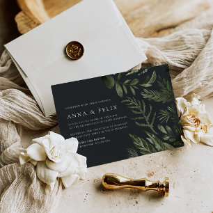 Winter Meadow   Green Botanical Wedding Invitation