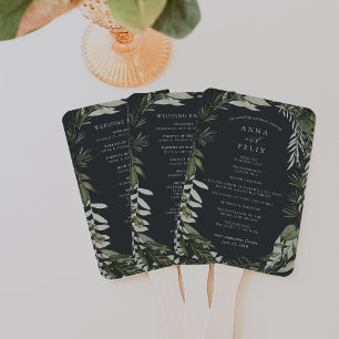 Winter Meadow   Green Botanical Wedding Program Hand Fan