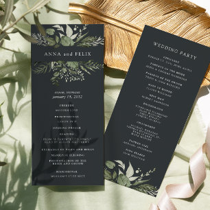 Winter Meadow Green Botanical Wedding Programme
