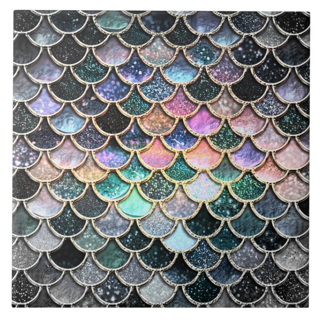 Winter Mermaid Watercolor Scales- Mermaidscales Tile (Front)