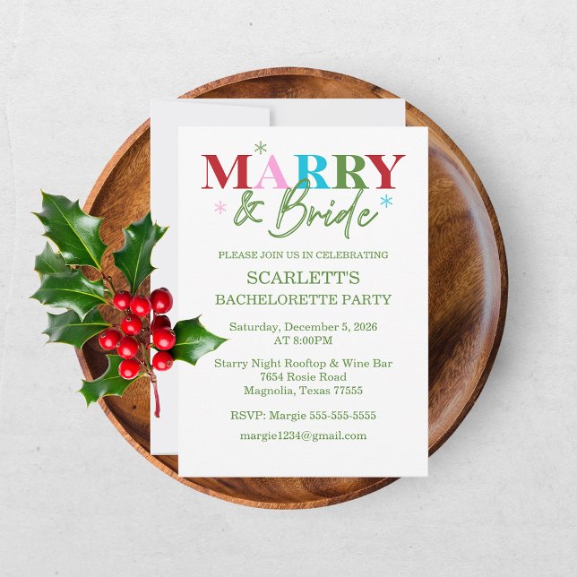 Winter Merry & Bride Bachelorette  Invitation (Creator Uploaded)