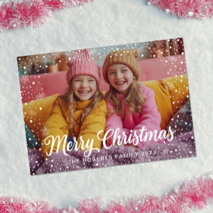 Winter Merry Christmas Snow Photo Holiday Card