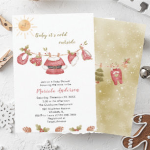 Winter Merry Christmas Snowman Watercolor Baby Sho Invitation