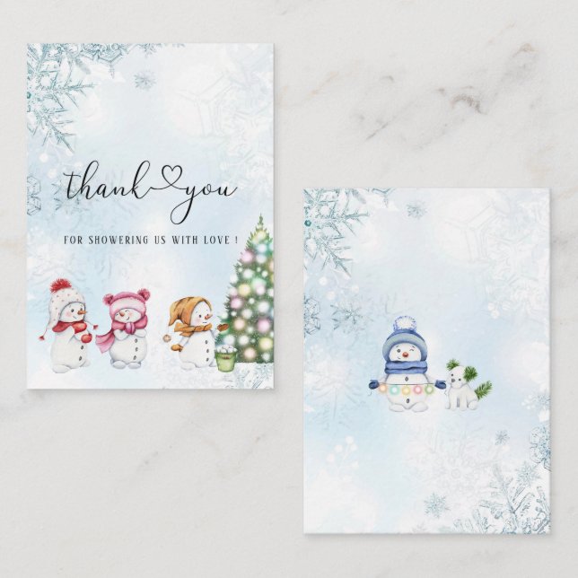 Winter Merry Christmas Watercolor  Baby  Shower Card (Front/Back)