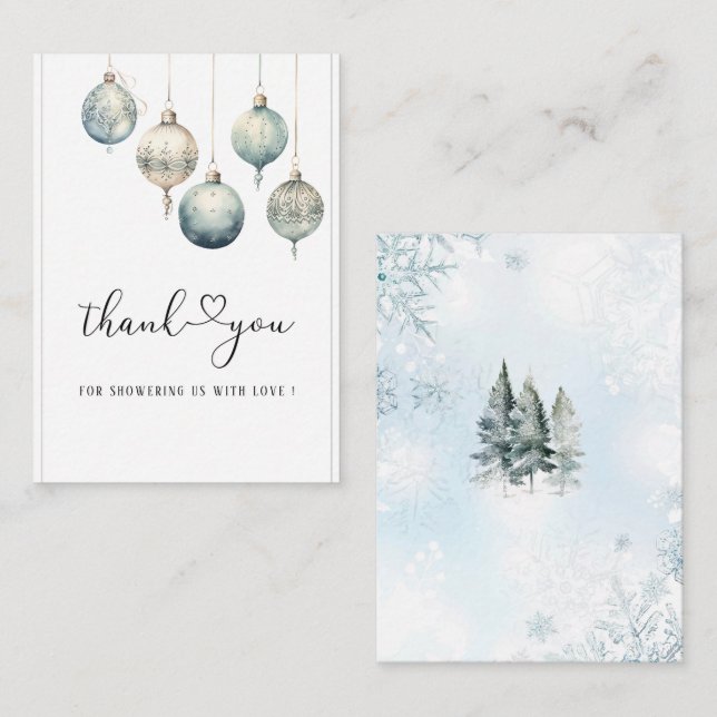 Winter Merry Christmas Watercolor  Baby  Shower Card (Front/Back)