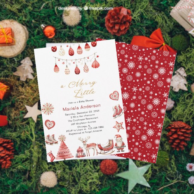 Winter Merry Christmas Watercolor Baby Shower  Invitation (Creator Uploaded)