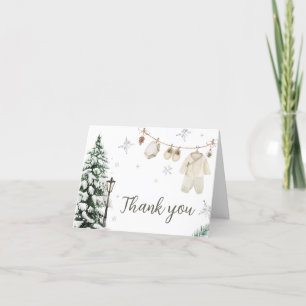 Winter Merry Little Baby Clothes Baby Shower Thank You Card