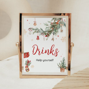 Winter Merry Little Christmas Baby Shower Drinks Poster