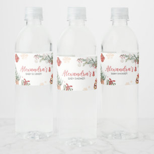 Winter Merry Little Christmas Baby Shower Water Bottle Label
