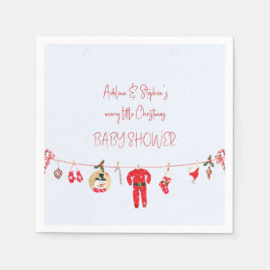 Winter Merry Little Christmas Boy Girl Baby Shower Napkin