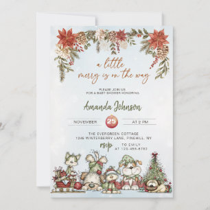 Winter Merry Puppy Baby Shower Invitation