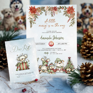 Winter Merry Puppy Diaper Raffle Card - Christmas
