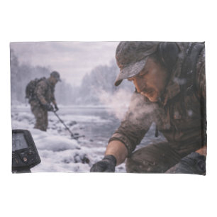 Winter Metal Detecting Long Sleeve Pillowcase
