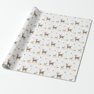 Winter Mid-Century Modern Animal Scene with Deer Wrapping Paper