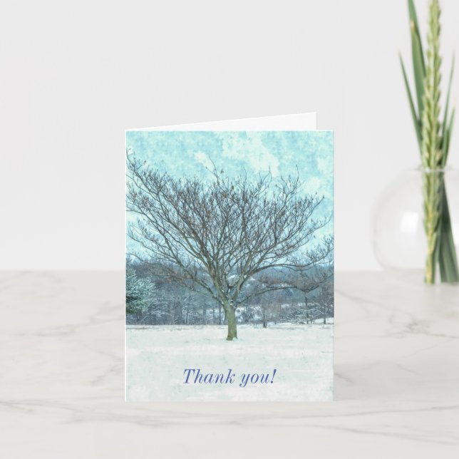 Winter Mimosa Painterly Thank You Card (Front)