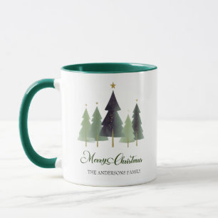 Winter minimal Pine Tree Personalised Christmas Mug