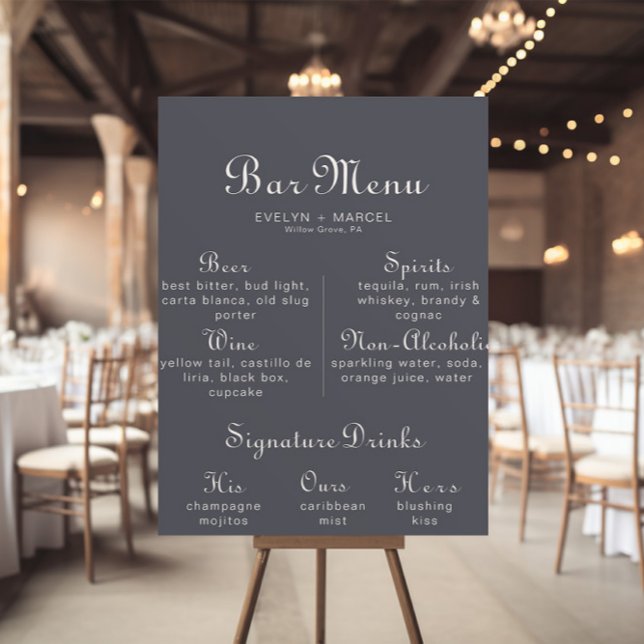 Winter Minimalist Wedding Bar Menu   Poster (Creator Uploaded)