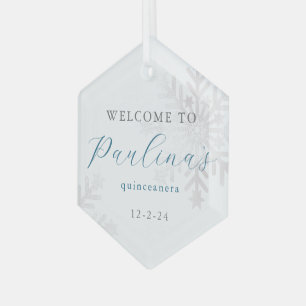 Winter Mis Quince 15th Birthday Quinceañera  Glass Tree Decoration