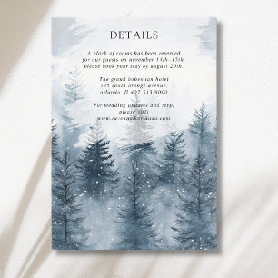 Winter Misty Snowy Forest Mountain Wedding Details Enclosure Card