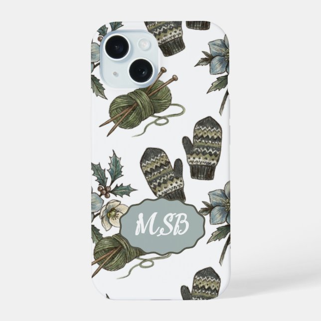 Winter Mitten Knitters iPhone 15 Case (Back)