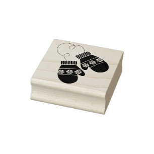 Winter Mittens Christmas Rubber Art Stamp