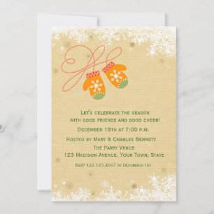 Winter Mittens, Holiday Party Invitation
