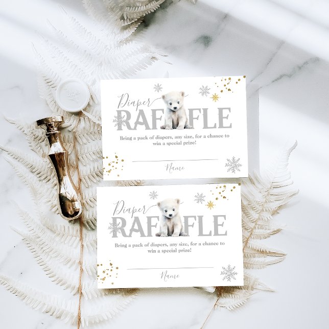 Winter Modern Bear Neutral Baby Shower Diaper Enclosure Card (Creator Uploaded)