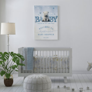 Winter Modern Bearly Wait Baby Shower Welcome Poster