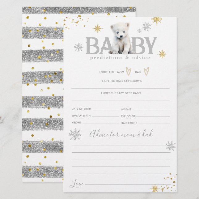 Winter Modern Bearly Wait Neutral Baby Shower Game (Front/Back)