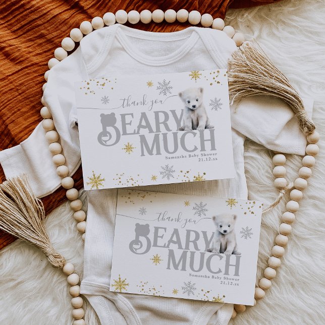 Winter Modern Bearly Wait Neutral Baby Shower Thank You Card (Creator Uploaded)