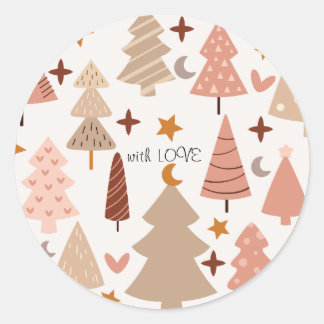 Winter Modern Boho Christmas  Classic Round Sticker