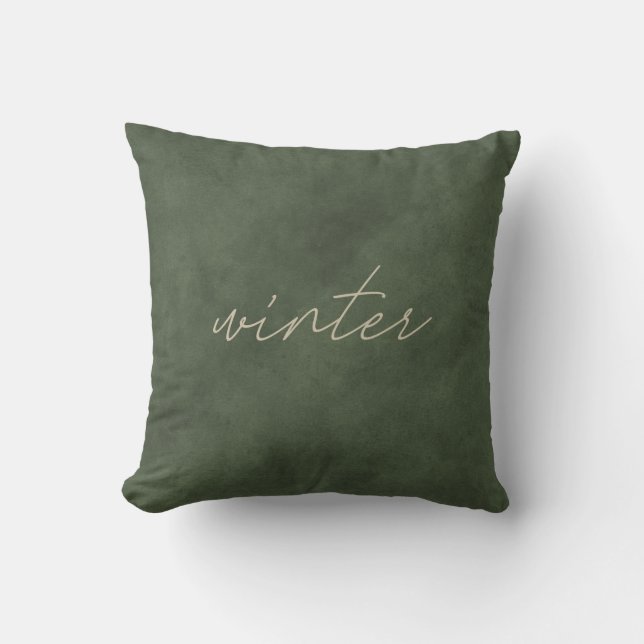 Winter • Modern Dusty Green Velvet Christmas  Cushion (Front)